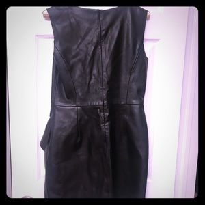 Black Faux Leather Peplum Dress